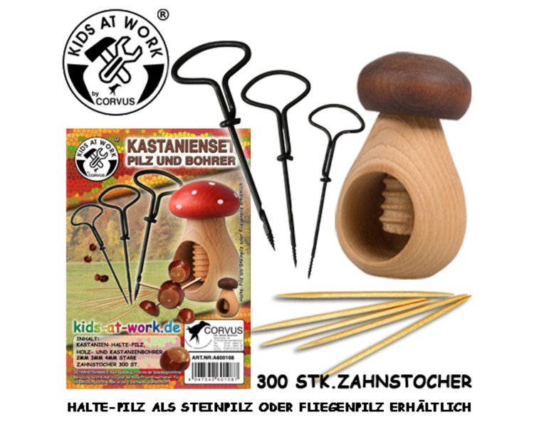 Kastanienset Pilz und Bohrer (versch. Designs) - CORVUS A600108