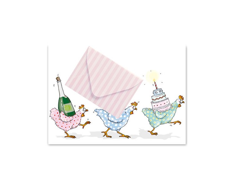 Briefchenkarte Geburtstagshühner - KRIMA 12725