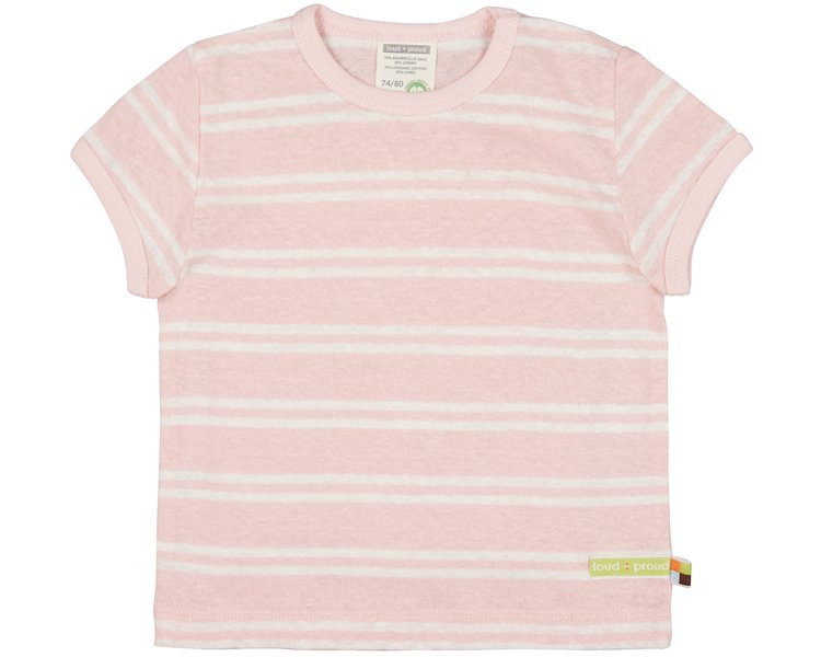 T-Shirt Streifen mit Leinen 1066 Rosé 74/80 - LOUD 9652