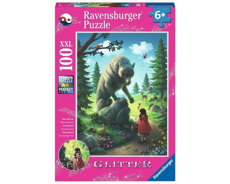 Puzzle 100 Teile XXL Glitter: Rotkäppchen und der Wolf - RAVEN 12988